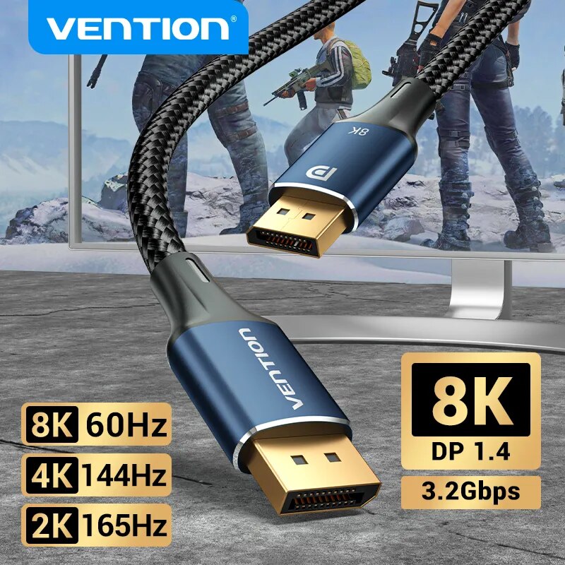 Vention-÷Ʈ 1.4 ̺, 8K 60Hz 4K HDR 165Hz ÷ Ʈ  ̺  PC Ʈ TV ÷ Ʈ 1.4 DP ̺ 1.2